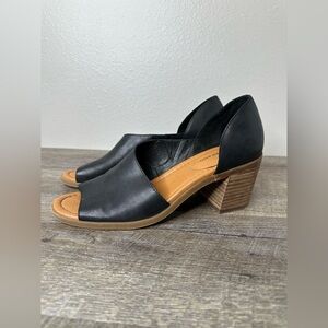 Lucky Brand NWOT Raheema Black Leather D'Orsay Block Heel Open-Toe Sandals 8.5